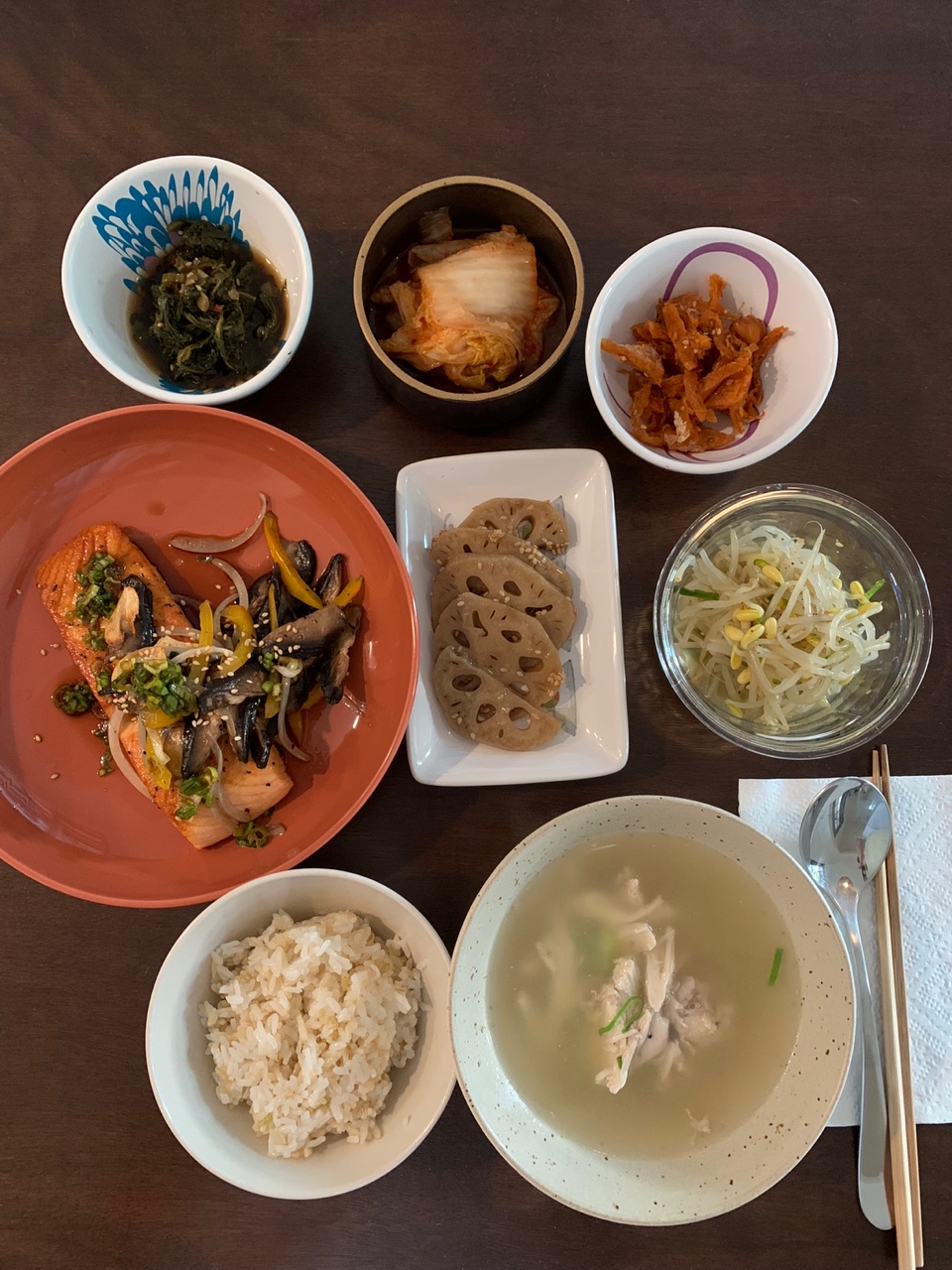 연어야채간장구이+삼계탕